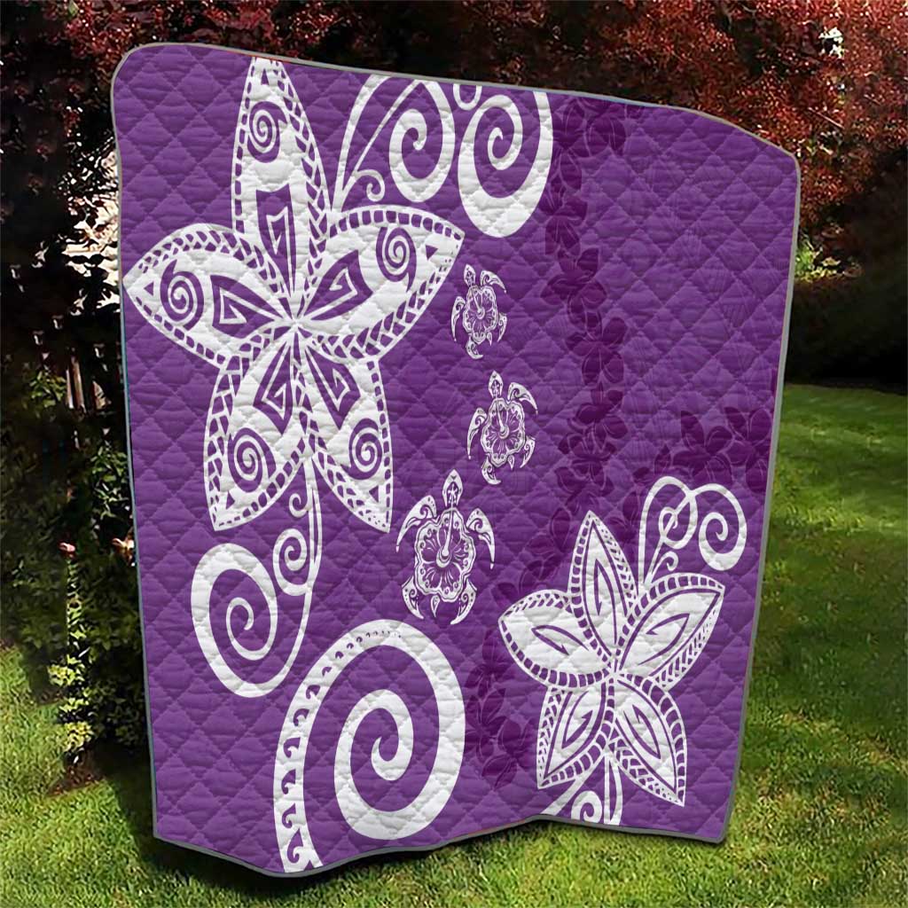 Polynesia Quilt Purple Tribal Turtle Floral Pattern