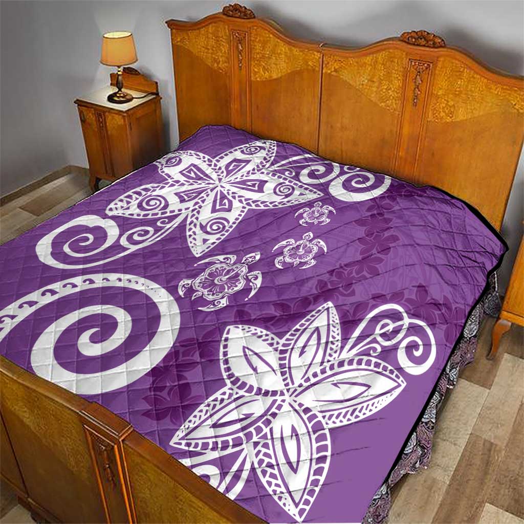 Polynesia Quilt Purple Tribal Turtle Floral Pattern