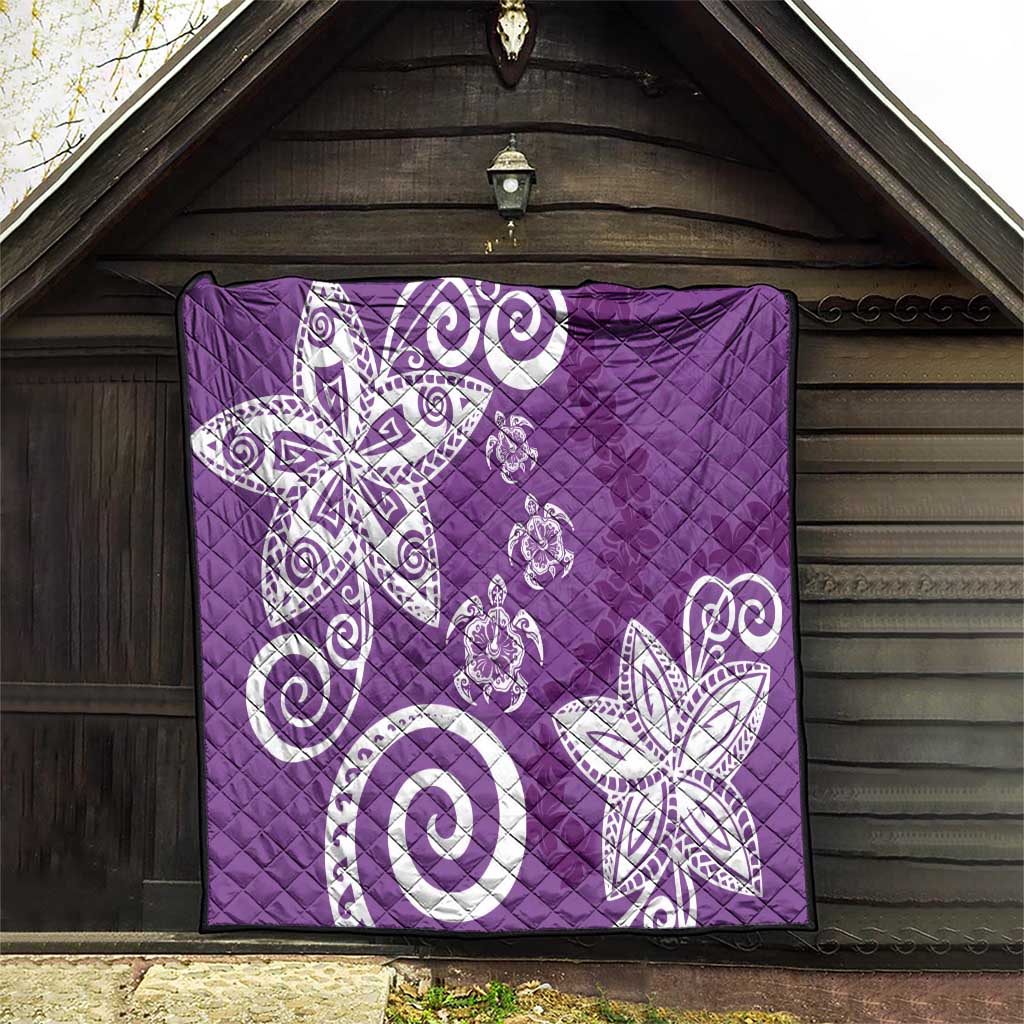 Polynesia Quilt Purple Tribal Turtle Floral Pattern