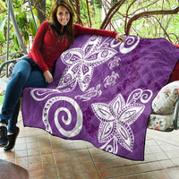 Polynesia Quilt Purple Tribal Turtle Floral Pattern