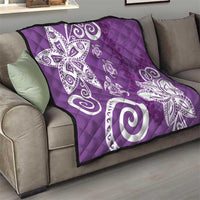 Polynesia Quilt Purple Tribal Turtle Floral Pattern