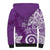 Polynesia Sherpa Hoodie Purple Tribal Turtle Floral Pattern