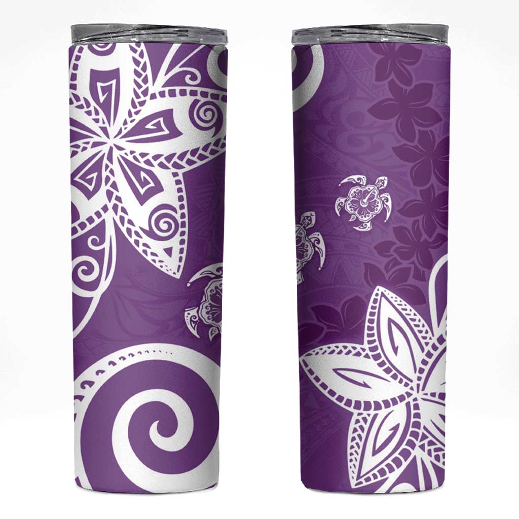 Polynesia Skinny Tumbler Purple Tribal Turtle Floral Pattern