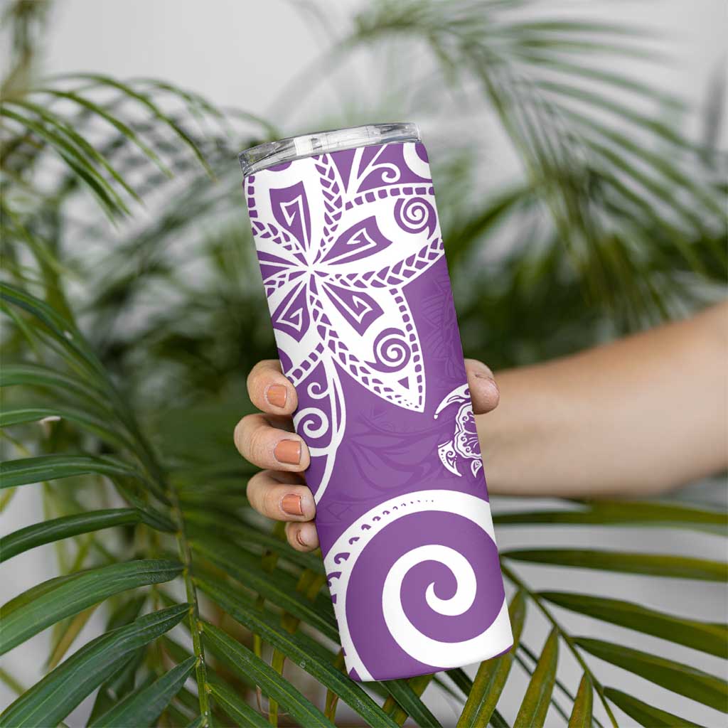 Polynesia Skinny Tumbler Purple Tribal Turtle Floral Pattern