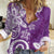 Polynesia Women Casual Shirt Purple Tribal Turtle Floral Pattern