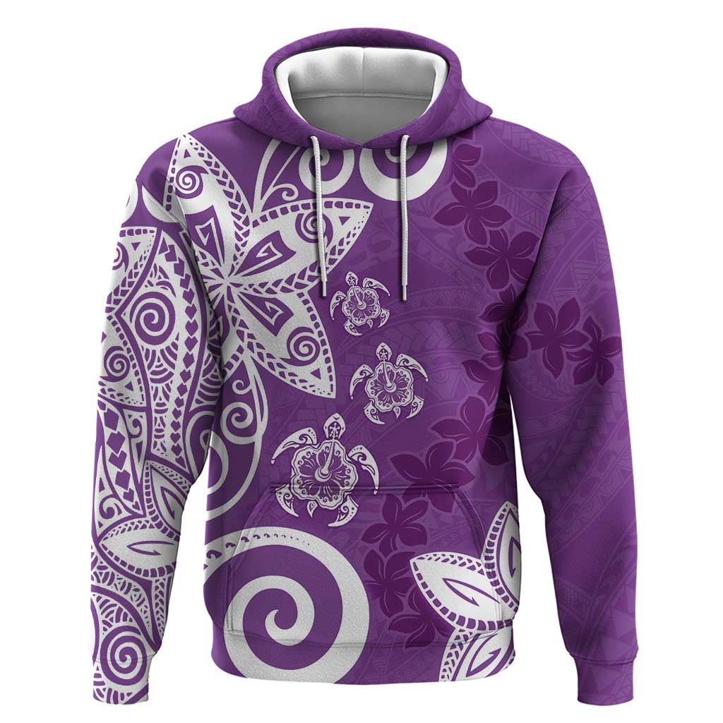 Polynesia Zip Hoodie Purple Tribal Turtle Floral Pattern LT05 Pullover Hoodie Purple - Polynesian Pride