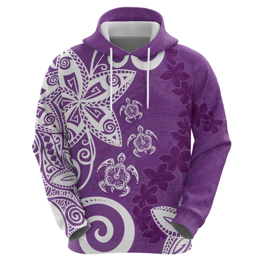 Polynesia Zip Hoodie Purple Tribal Turtle Floral Pattern LT05 - Polynesian Pride