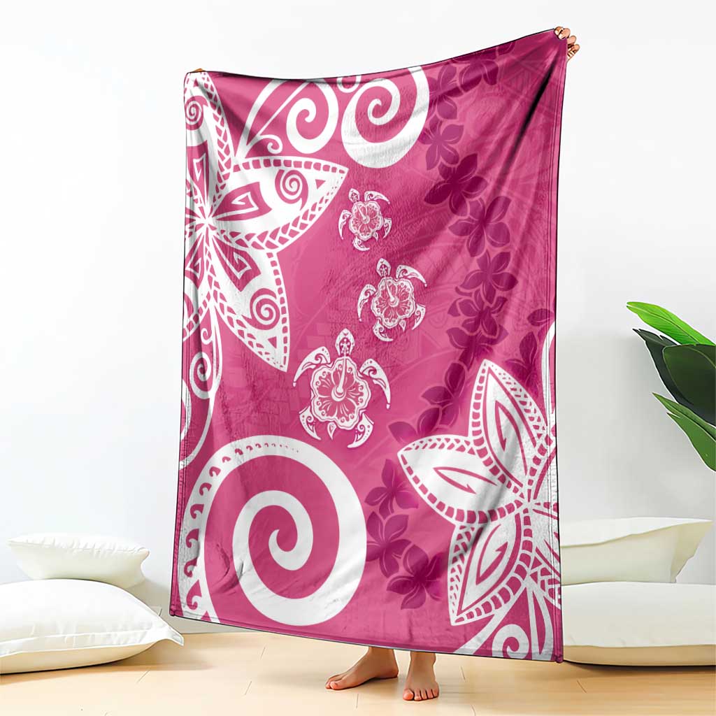 Polynesia Blanket Pink Tribal Turtle Floral Pattern