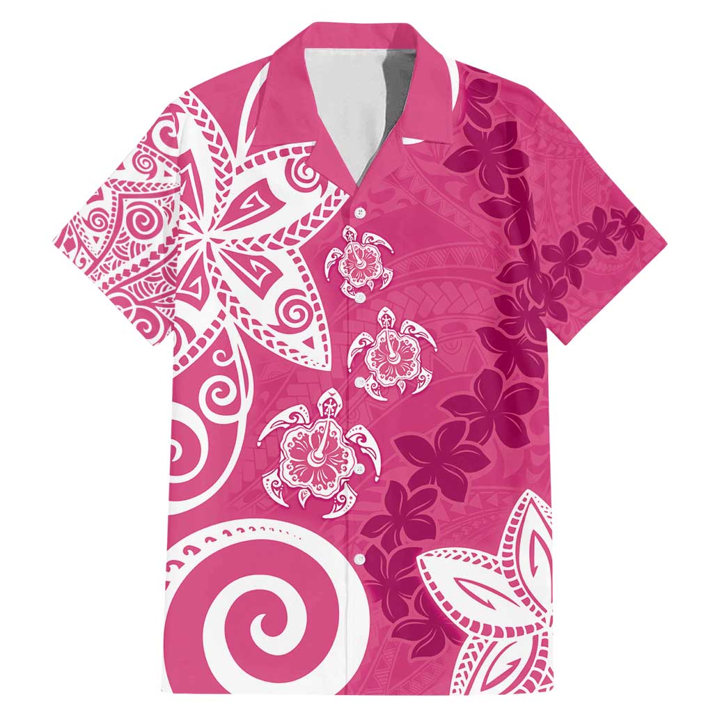 Polynesia Family Matching Mermaid Dress and Hawaiian Shirt Pink Tribal Turtle Floral Pattern