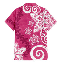 Polynesia Family Matching Mermaid Dress and Hawaiian Shirt Pink Tribal Turtle Floral Pattern
