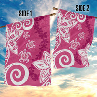 Polynesia Garden Flag Pink Tribal Turtle Floral Pattern