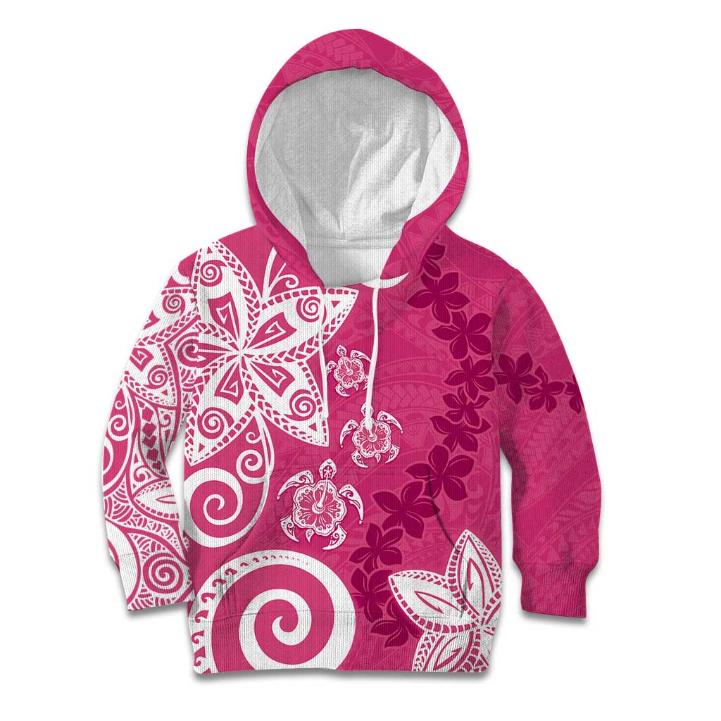 Polynesia Kid Hoodie Pink Tribal Turtle Floral Pattern