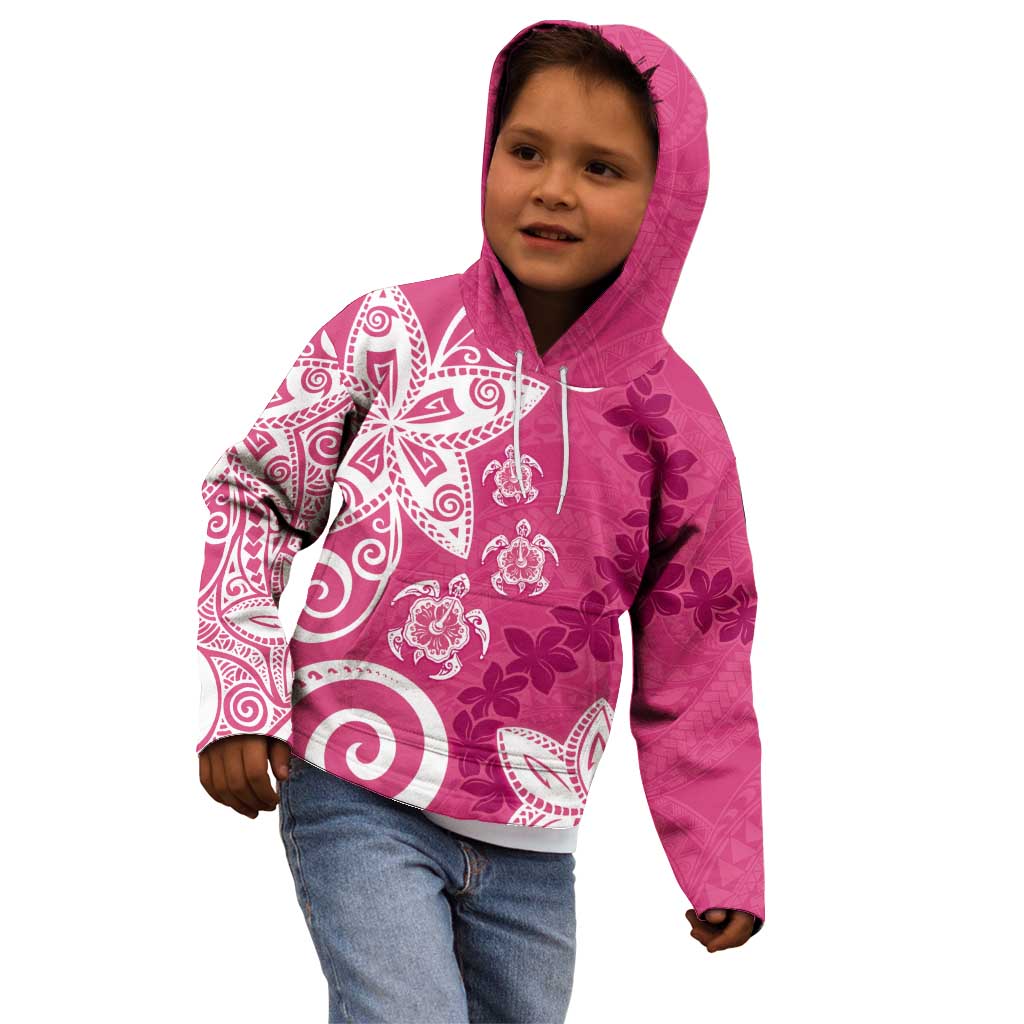 Polynesia Kid Hoodie Pink Tribal Turtle Floral Pattern