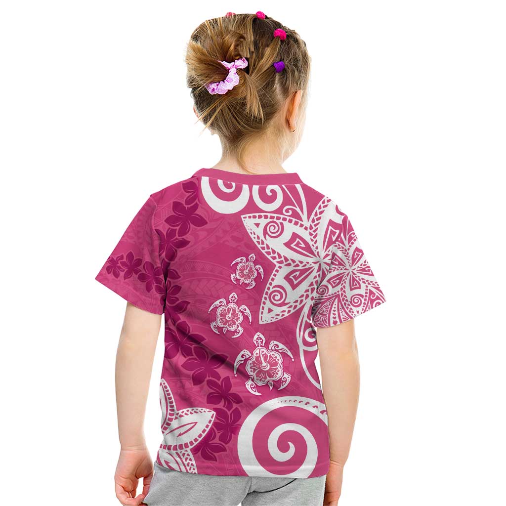 Polynesia Kid T Shirt Pink Tribal Turtle Floral Pattern
