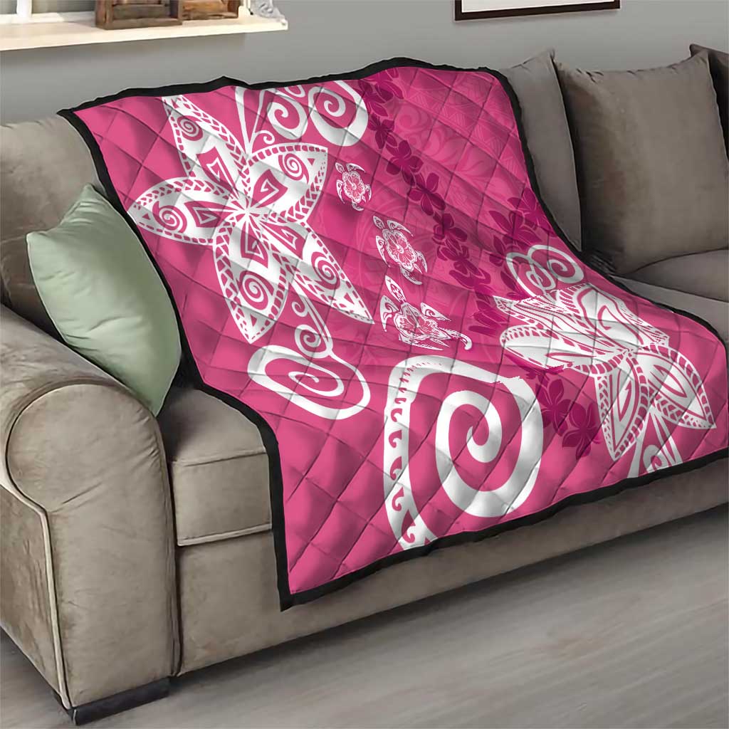 Polynesia Quilt Pink Tribal Turtle Floral Pattern
