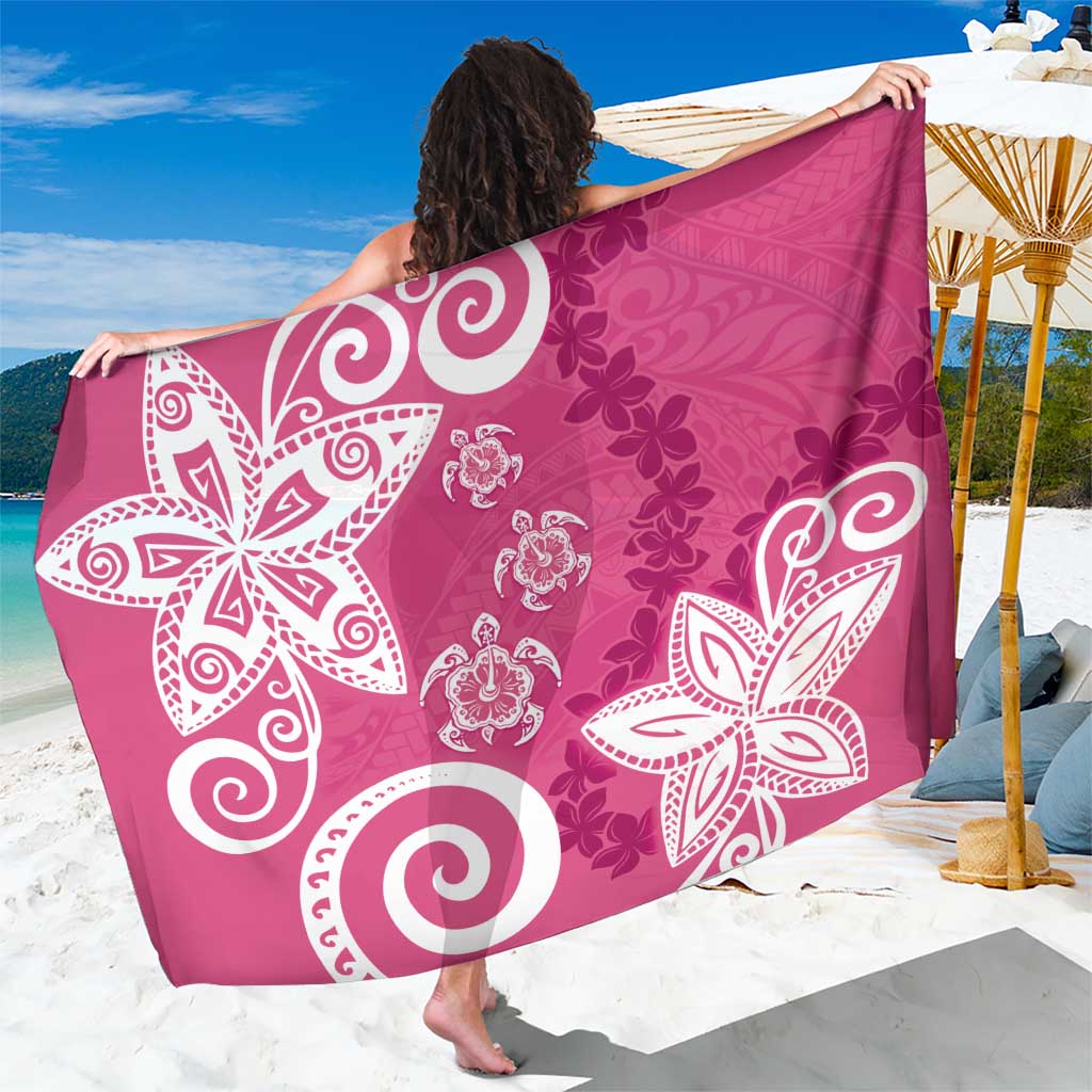 Polynesia Sarong Pink Tribal Turtle Floral Pattern