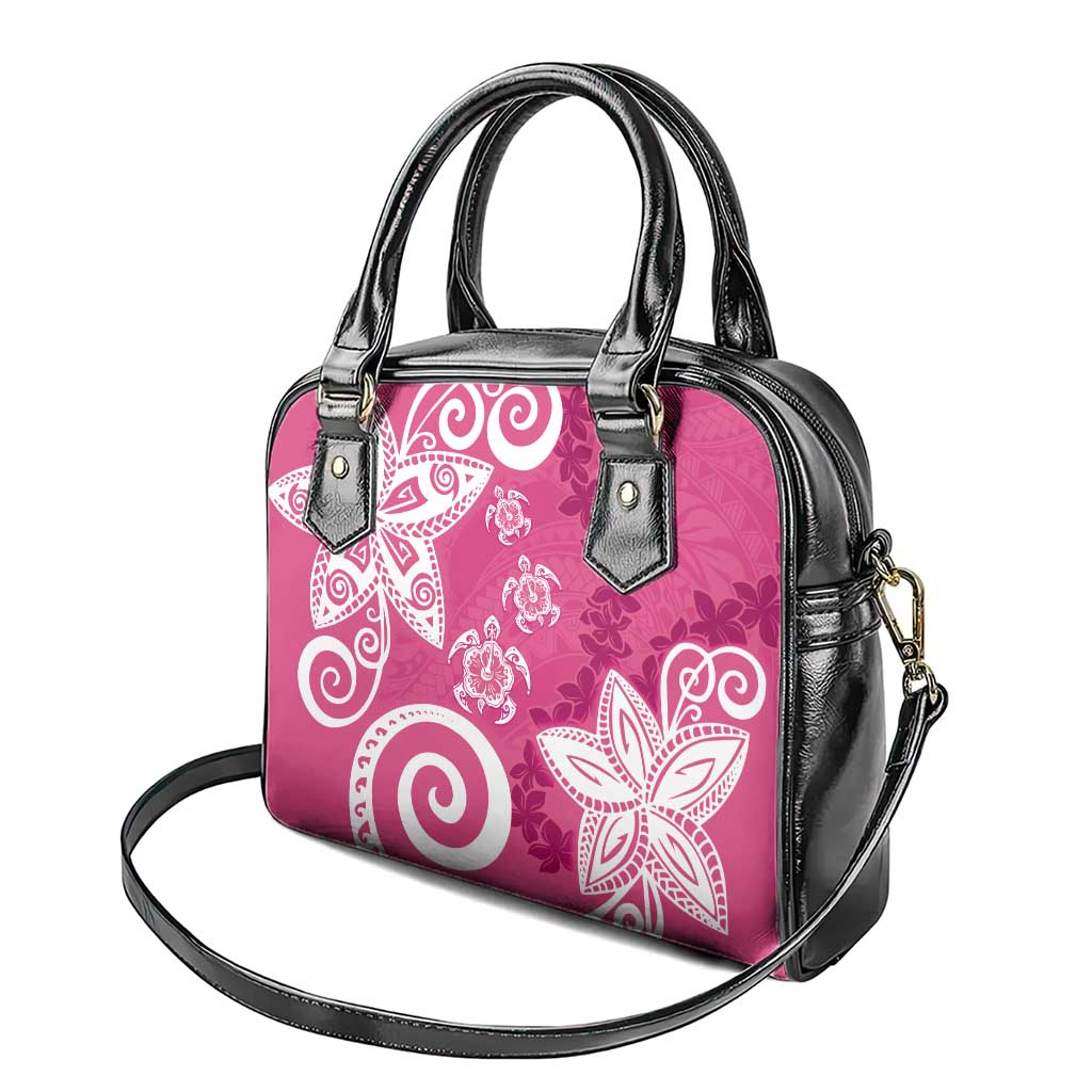 Polynesia Shoulder Handbag Pink Tribal Turtle Floral Pattern