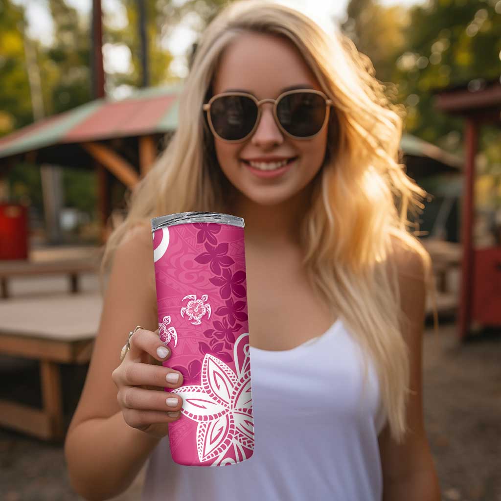Polynesia Skinny Tumbler Pink Tribal Turtle Floral Pattern