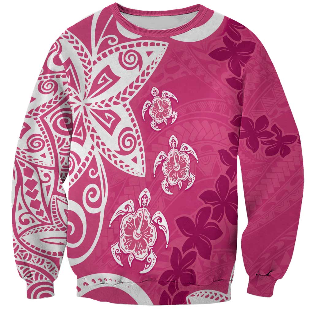 Polynesia Sweatshirt Pink Tribal Turtle Floral Pattern
