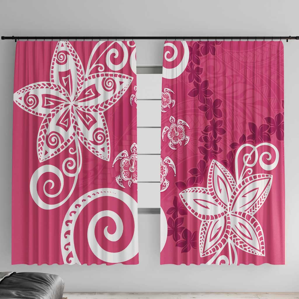 Polynesia Window Curtain Pink Tribal Turtle Floral Pattern LT05 With Hooks Pink - Polynesian Pride