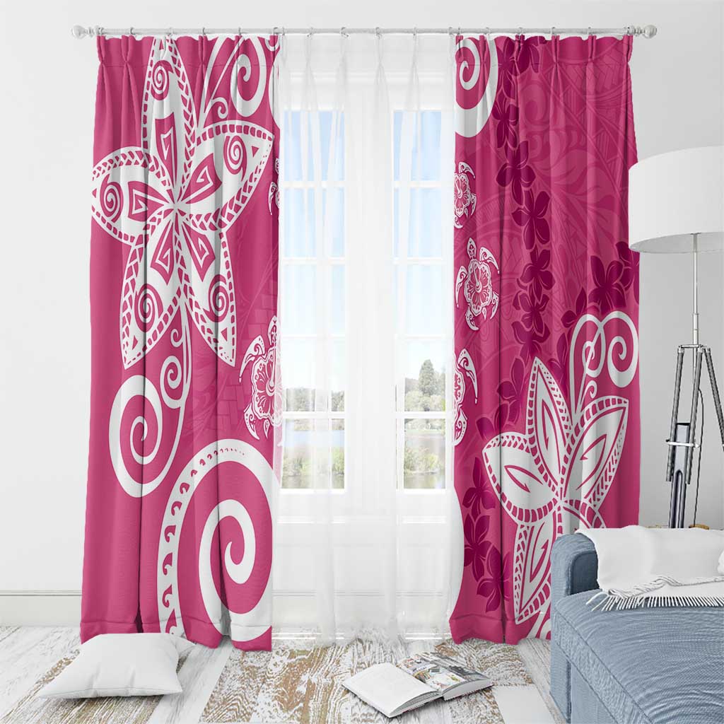Polynesia Window Curtain Pink Tribal Turtle Floral Pattern