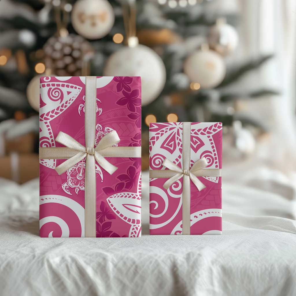 Polynesia Wrapping Paper Pink Tribal Turtle Floral Pattern - Polynesian Pride