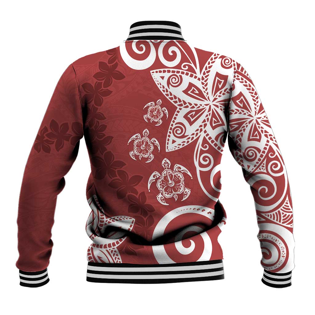 Polynesia Baseball Jacket Red Tribal Turtle Floral Pattern LT05 - Polynesian Pride