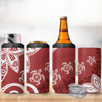 Polynesia 4 in 1 Can Cooler Tumbler Red Tribal Turtle Floral Pattern