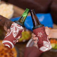 Polynesia 4 in 1 Can Cooler Tumbler Red Tribal Turtle Floral Pattern