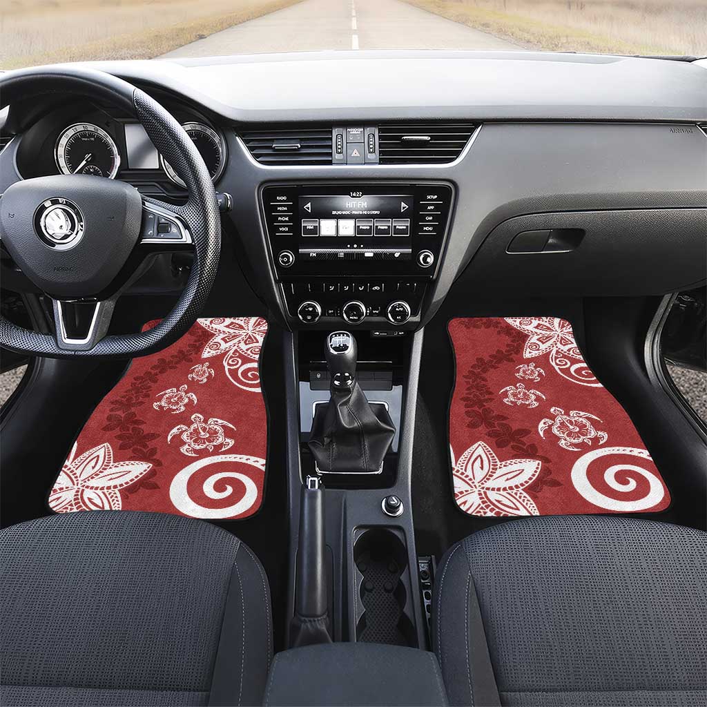 Polynesia Car Mats Red Tribal Turtle Floral Pattern