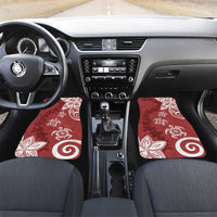 Polynesia Car Mats Red Tribal Turtle Floral Pattern