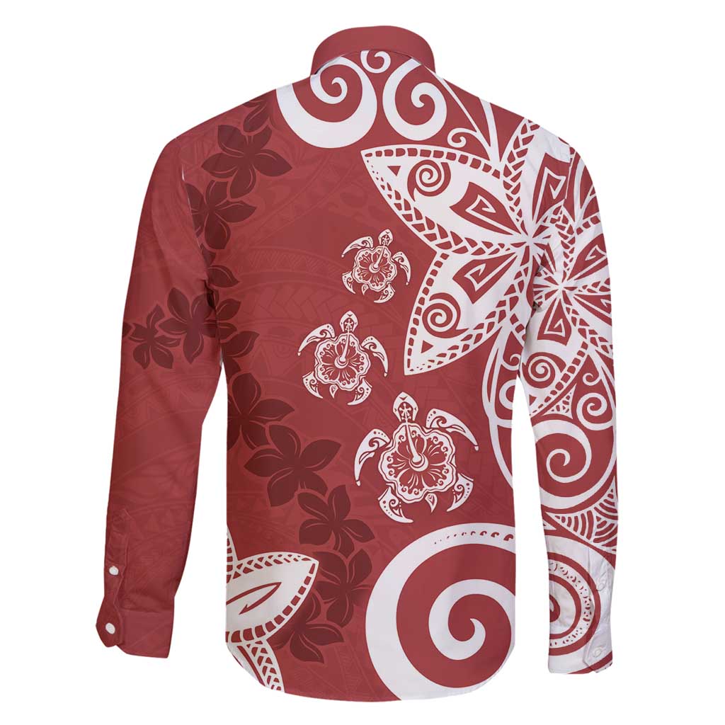 Polynesia Family Matching Tank Maxi Dress and Hawaiian Shirt Red Tribal Turtle Floral Pattern LT05 - Polynesian Pride