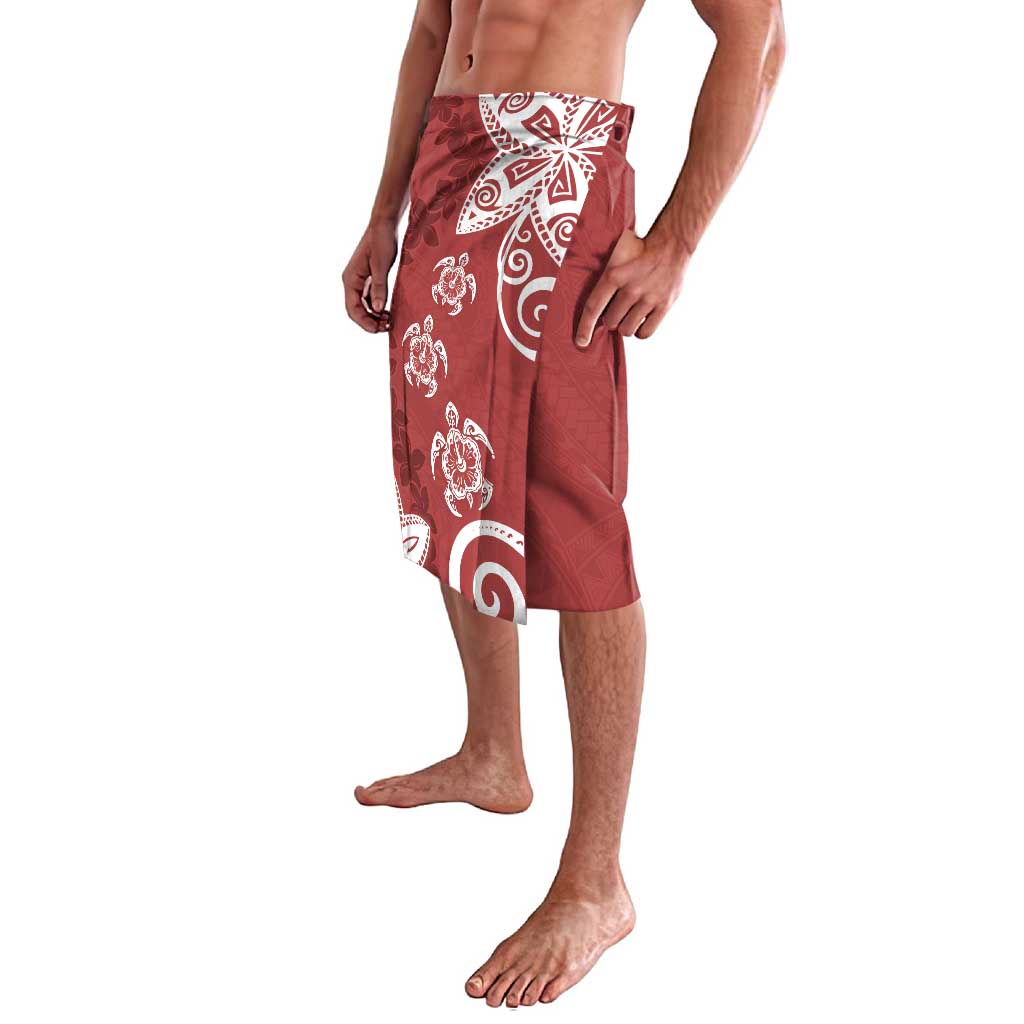 Polynesia Lavalava Red Tribal Turtle Floral Pattern