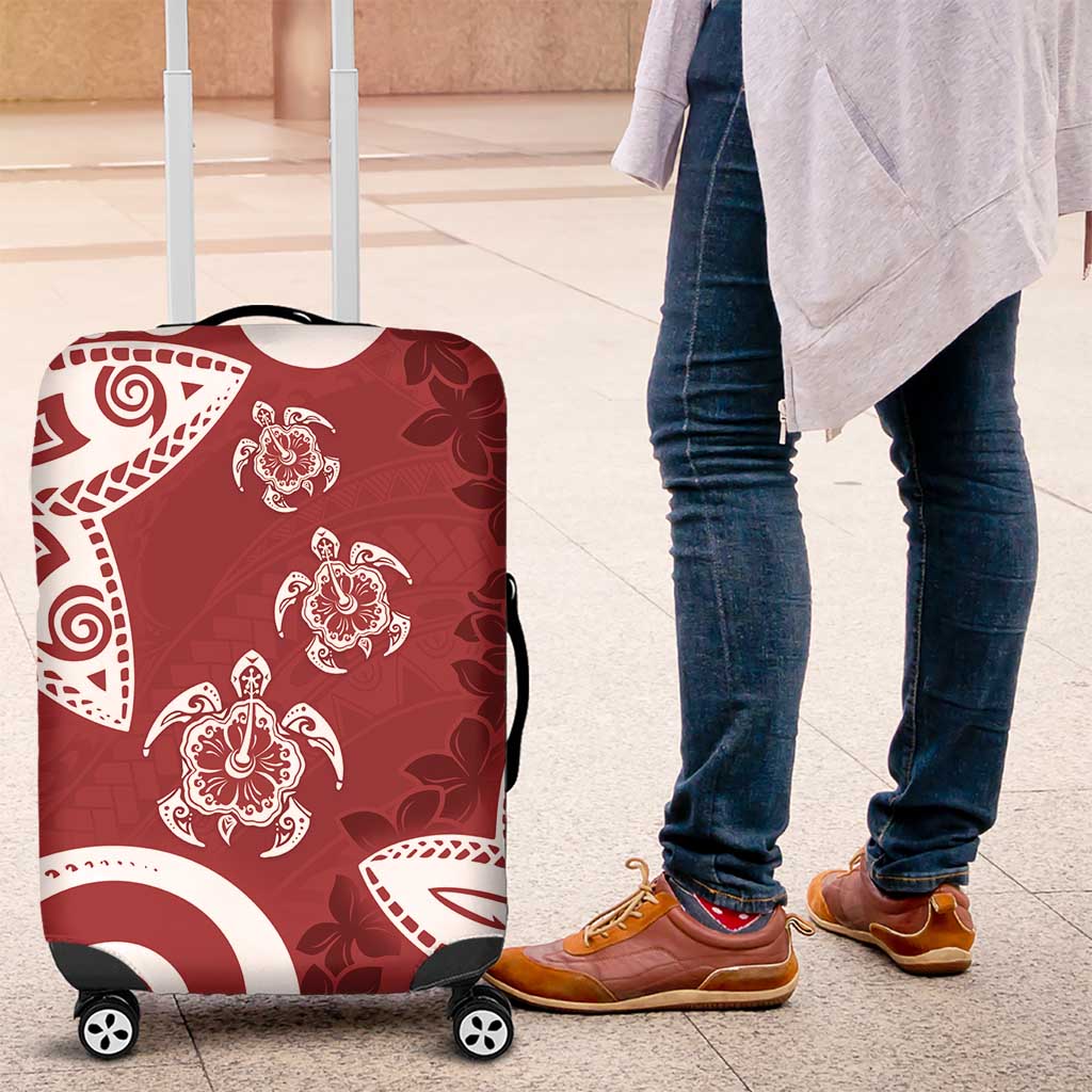 Polynesia Luggage Cover Red Tribal Turtle Floral Pattern LT05 Red - Polynesian Pride