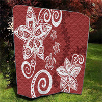 Polynesia Quilt Red Tribal Turtle Floral Pattern