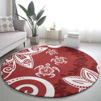 Polynesia Round Carpet Red Tribal Turtle Floral Pattern LT05 - Polynesian Pride