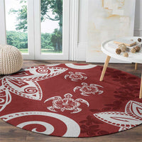 Polynesia Round Carpet Red Tribal Turtle Floral Pattern LT05 - Polynesian Pride