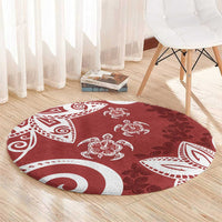 Polynesia Round Carpet Red Tribal Turtle Floral Pattern LT05 - Polynesian Pride