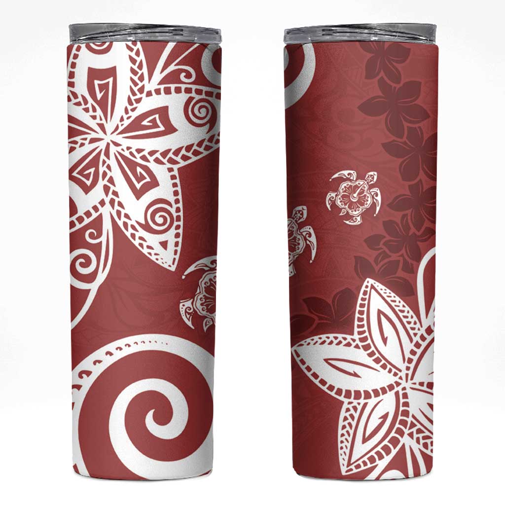 Polynesia Skinny Tumbler Red Tribal Turtle Floral Pattern