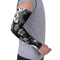 Polynesia Arm Sleeves Black Tribal Turtle Floral Pattern - Polynesian Pride