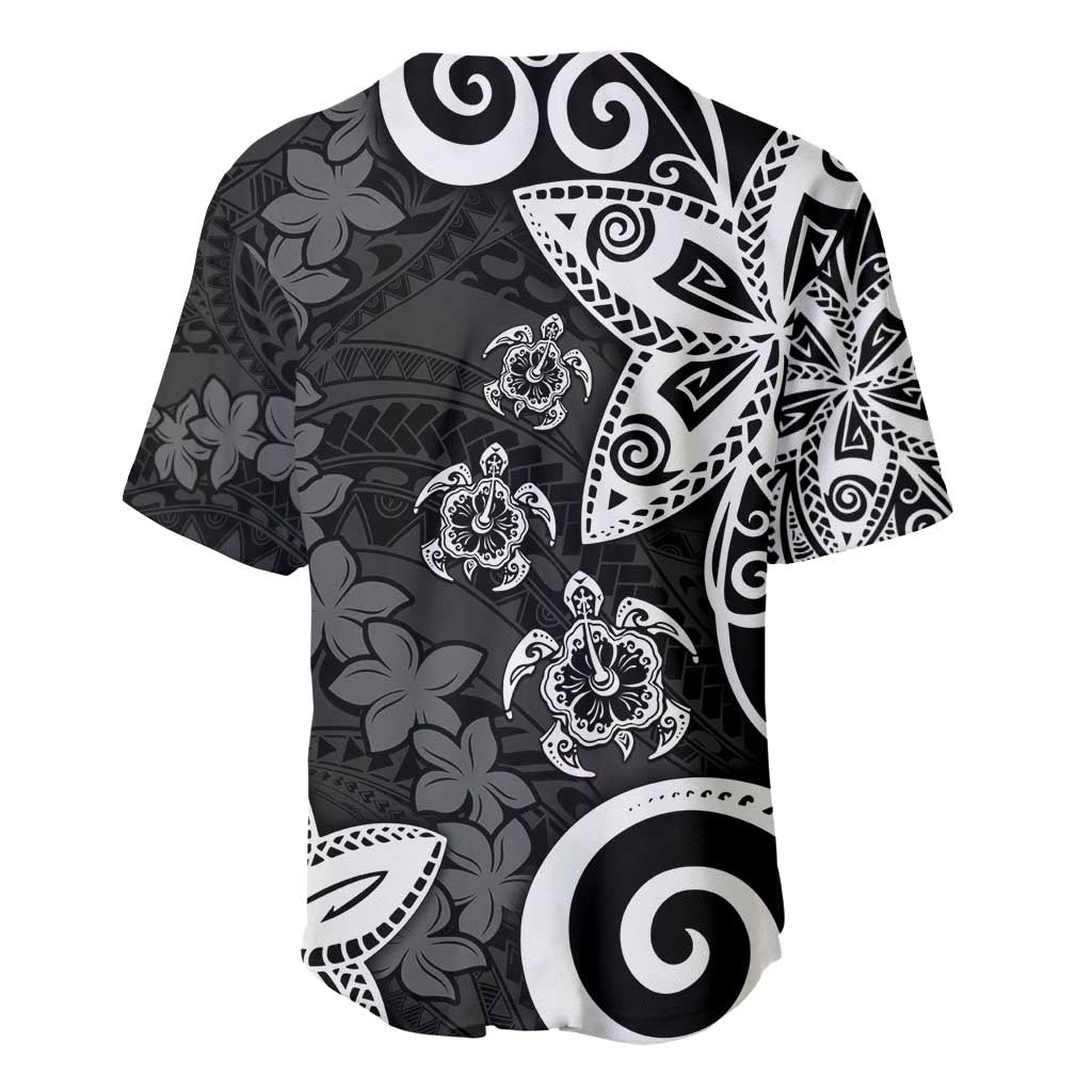 Polynesia Baseball Jersey Black Tribal Turtle Floral Pattern LT05 - Polynesian Pride