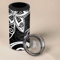 Polynesia 4 in 1 Can Cooler Tumbler Black Tribal Turtle Floral Pattern