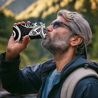 Polynesia 4 in 1 Can Cooler Tumbler Black Tribal Turtle Floral Pattern