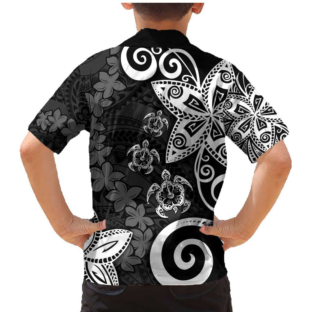 Polynesia Family Matching Mermaid Dress and Hawaiian Shirt Black Tribal Turtle Floral Pattern