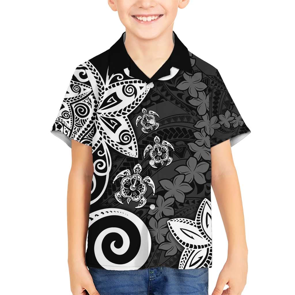 Polynesia Family Matching Off Shoulder Maxi Dress and Hawaiian Shirt Black Tribal Turtle Floral Pattern