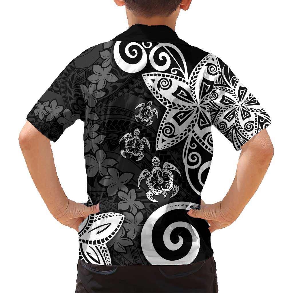 Polynesia Family Matching Tank Maxi Dress and Hawaiian Shirt Black Tribal Turtle Floral Pattern LT05 - Polynesian Pride