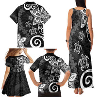 Polynesia Family Matching Tank Maxi Dress and Hawaiian Shirt Black Tribal Turtle Floral Pattern LT05 - Polynesian Pride