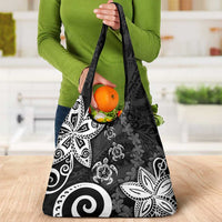 Polynesia Grocery Bag Black Tribal Turtle Floral Pattern