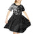 Polynesia Kid Short Sleeve Dress Black Tribal Turtle Floral Pattern