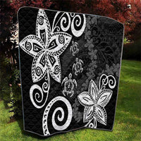 Polynesia Quilt Black Tribal Turtle Floral Pattern